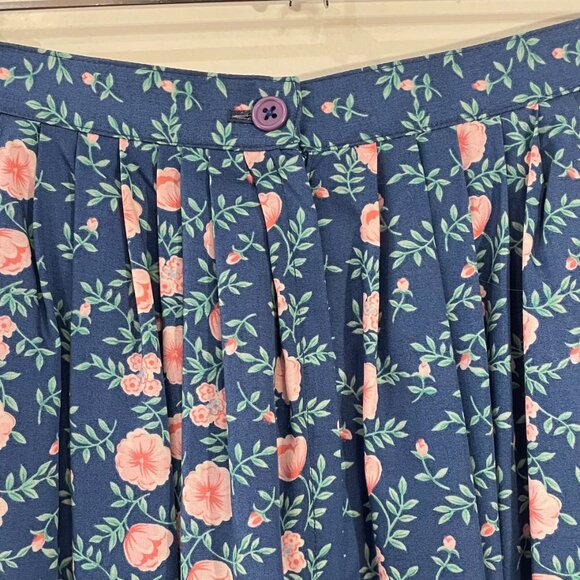 EUC Vintage Susan Bristol Floral Cottagecore Midi Skirt Blue Pink tag 8, 4/S fit - Picture 4 of 6